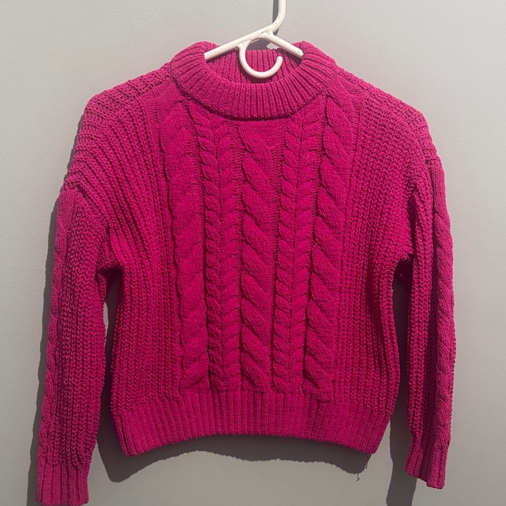 Women's Cable Knit Sweater - Pink